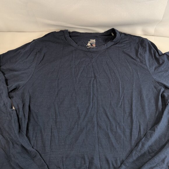 True North Wool Rich Blend 87% Merino Long Sleeve Shirt Navy Blue Men S Small - Picture 3 of 11